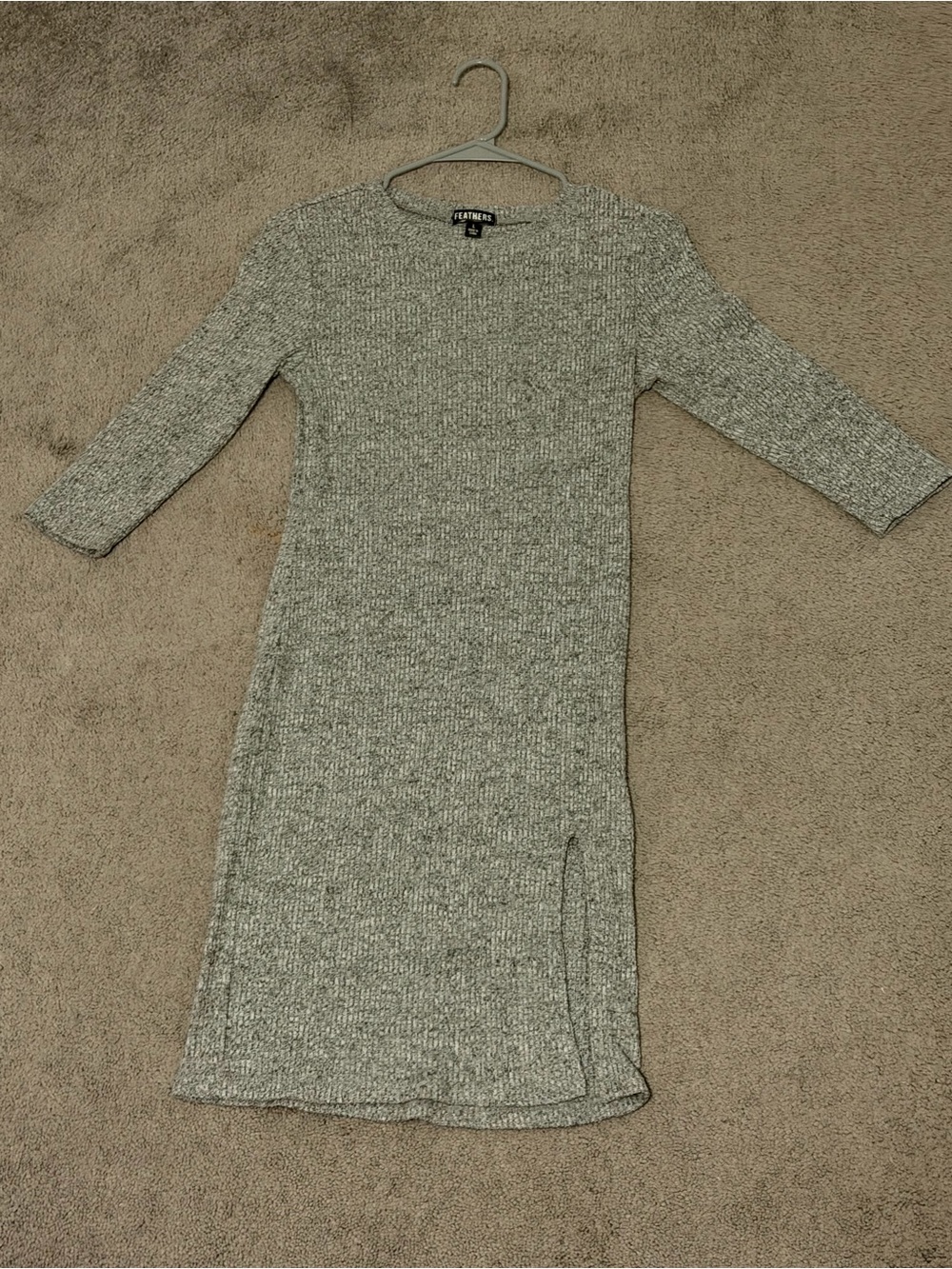 Feathers Ribbed Knit Bodycom Midi Dress